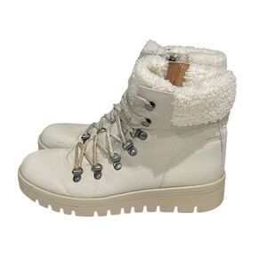 Susina Hanna Hiker Bootie Winter Boot Sherpa Trim SZ 6 Cream